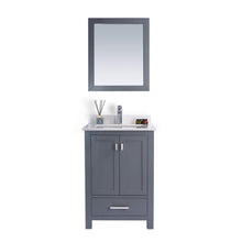 Load image into Gallery viewer, LAVIVA Wilson 313ANG-24G-WQ 24&quot; Single Bathroom Vanity in Grey with White Quartz, White Rectangle Sink, Front View