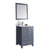 LAVIVA Wilson 313ANG-24G-WQ 24" Single Bathroom Vanity in Grey with White Quartz, White Rectangle Sink, Angled View