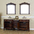BELLATERRA HOME 202016A-D-CR 83" Double Sink Vanity in Walnut with Cream Marble, White Oval Sinks, Open Doors and Drawers