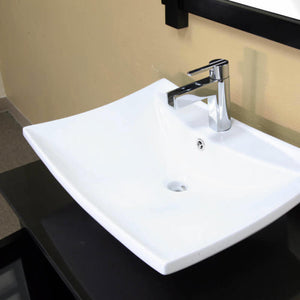 BELLATERRA HOME 203012 30" Single Sink Vanity in Black with Black Galaxy Marble, White Sink, Sink Closeup