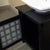 BELLATERRA HOME 203012 30" Single Sink Vanity in Black with Black Galaxy Marble, White Sink, Open Door Closeup