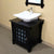 BELLATERRA HOME 203012 30" Single Sink Vanity in Black with Black Galaxy Marble, White Sink, Angled View
