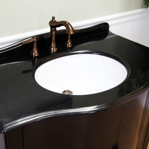 BELLATERRA HOME 203037-B 36.6" Single Sink Vanity in Black with Black Granite, White Oval Sink, Countertop and Sink Closeup