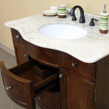 Load image into Gallery viewer, BELLATERRA HOME 203045 38.2&quot; Single Sink Vanity in Walnut with Cream Marble, White Oval Sink, Open Drawer Closeup