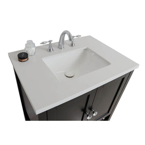 BELLATERRA HOME 203054A-ES 31" Single Sink Vanity in Espresso with White Quartz, White Rectangle Sink, Countertop and Sink Closeup