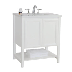 BELLATERRA HOME 203054A-WH 31" Single Sink Vanity in White with White Quartz, White Rectangle Sink, Angled View