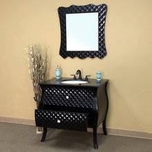 Load image into Gallery viewer, BELLATERRA HOME 203057B 35.4&quot; Single Sink Vanity in Black with Black Granite, White Oval Sink, Open Drawer with Mirror