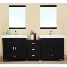 Load image into Gallery viewer, BELLATERRA HOME 203107-D 80.7&quot; Double Sink Vanity in Black with White Ceramic Countertops and Integrated Sinks, Front View with Mirrors