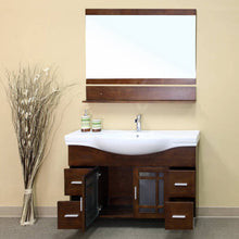 Load image into Gallery viewer, BELLATERRA HOME 203138 48&quot; Single Sink Vanity in Walnut with White Ceramic Countertop and Integrated Sink, Open Door and Drawers with Mirror