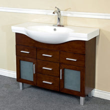 Load image into Gallery viewer, BELLATERRA HOME 203139B 39.8&quot; Single Sink Vanity in Walnut with White Ceramic Countertop and Integrated Sink, Angled View