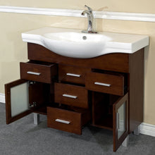 Load image into Gallery viewer, BELLATERRA HOME 203139B 39.8&quot; Single Sink Vanity in Walnut with White Ceramic Countertop and Integrated Sink, Open Doors and Drawers