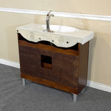 Load image into Gallery viewer, BELLATERRA HOME 203139B 39.8&quot; Single Sink Vanity in Walnut with White Ceramic Countertop and Integrated Sink, Back View