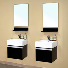 Load image into Gallery viewer, BELLATERRA HOME 203145-D 41&quot; Double Wall Mount Vanities in Dark Espresso with White Ceramic Countertops and Integrated Sinks, Angled View with Mirrors