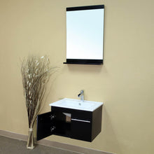 Load image into Gallery viewer, BELLATERRA HOME 203172-S 24.4&quot; Single Wall Mount Vanity in Black with White Ceramic Countertop and Integrated Sink, Open Door with Mirror