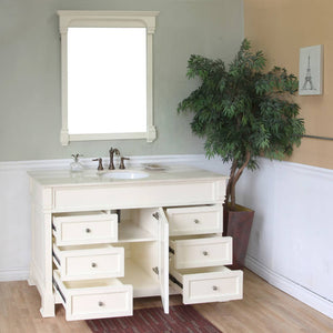 BELLATERRA HOME 205050-CR 50" Single Sink Vanity in Cream White (Rub Edge) with Cream Marble, White Oval Sink, Open Door and Drawers