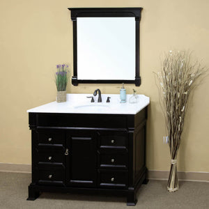 BELLATERRA HOME 205050-ES 50" Single Sink Vanity in Espresso with White Marble, White Oval Sink, Angled View with Mirror