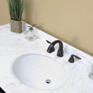BELLATERRA HOME 205050-ES 50" Single Sink Vanity in Espresso with White Marble, White Oval Sink, Countertop and Sink Closeup