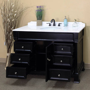 BELLATERRA HOME 205050-ES 50" Single Sink Vanity in Espresso with White Marble, White Oval Sink, Open Door and Drawers