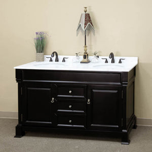 BELLATERRA HOME 205060-D-ES 60" Double Sink Vanity in Espresso with White Marble, White Oval Sinks, Vanity View