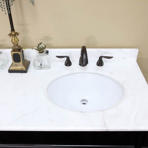 BELLATERRA HOME 205060-D-ES 60" Double Sink Vanity in Espresso with White Marble, White Oval Sinks, Sink Closeup