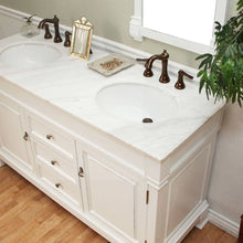 Load image into Gallery viewer, BELLATERRA HOME 205060-D-WH 60&quot; Double Sink Vanity in White (Rub Edge) with White Marble, White Oval Sinks, Vanity and Sinks Closeup