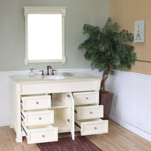 Load image into Gallery viewer, BELLATERRA HOME 205060-S-CR 60&quot; Single Sink Vanity in Cream White (Rub Edge) with Cream Marble, White Oval Sink, Open Door and Drawers with Mirror