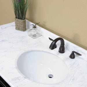 BELLATERRA HOME 205060-S-ES 60" Single Sink Vanity in Espresso with White Marble, White Oval Sink, Countertop and Sink Closeup