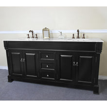 Load image into Gallery viewer, BELLATERRA HOME 205072-D-ES 72&quot; Double Sink Vanity in Espresso with White Marble, White Oval Sinks, Angled View
