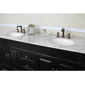 BELLATERRA HOME 205072-D-ES 72" Double Sink Vanity in Espresso with White Marble, White Oval Sinks, Countertop and Sinks Closeup