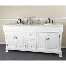 Load image into Gallery viewer, BELLATERRA HOME 205072-D-WH 72&quot; Double Sink Vanity in White (Rub Edge) with White Marble, White Oval Sinks, Angled View