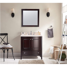 Load image into Gallery viewer, LAVIVA Estella 3130709-32B-JG 32&quot; Single Bathroom Vanity in Brown with Jerusalem Gold Marble, White Oval Sink, Rendered Front View