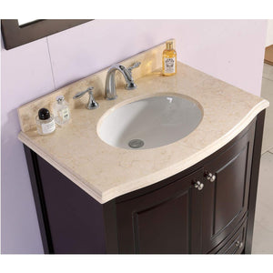 LAVIVA Estella 3130709-32B-JG 32" Single Bathroom Vanity in Brown with Jerusalem Gold Marble, White Oval Sink, Rendered Countertop Closeup