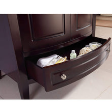 Load image into Gallery viewer, LAVIVA Estella 3130709-32B-JG 32&quot; Single Bathroom Vanity in Brown with Jerusalem Gold Marble, White Oval Sink, Open Drawer Closeup