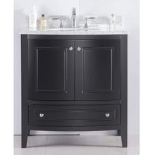 Load image into Gallery viewer, LAVIVA Estella 3130709-32E-WC 32&quot; Single Bathroom Vanity in Espresso with White Carrara Marble, White Oval Sink, Front View
