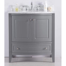 Load image into Gallery viewer, LAVIVA Estella 3130709-32G-WC 32&quot; Single Bathroom Vanity in Grey with White Carrara Marble, White Oval Sink, Front View