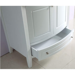LAVIVA Estella 3130709-32W-WC 32" Single Bathroom Vanity in White with White Carrara Marble, White Oval Sink, Open Drawer