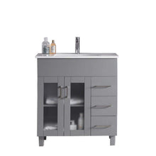 Load image into Gallery viewer, LAVIVA Nova 31321529-32G-CB 32&quot; Single Bathroom Vanity in Grey with Ceramic Top and Integrated Sink, Front View