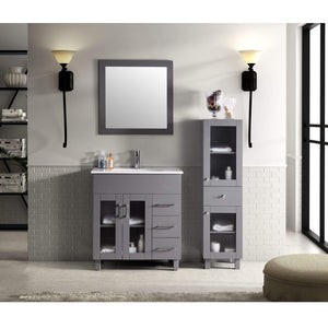 LAVIVA Nova 31321529-32G-CB 32" Single Bathroom Vanity in Grey with Ceramic Top and Integrated Sink, Rendered Bathroom View