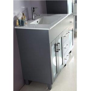 LAVIVA Nova 31321529-32G-CB 32" Single Bathroom Vanity in Grey with Ceramic Top and Integrated Sink, Side Angled View