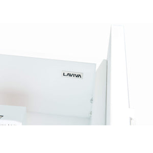 LAVIVA Nova 31321529-32W-CB 32" Single Bathroom Vanity in White with Ceramic Top and Integrated Sink, Logo Inside Drawer