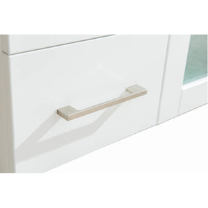 LAVIVA Nova 31321529-36W-CB 36" Single Bathroom Vanity in White with Ceramic Top and Integrated Sink, Drawer Pull Closeup