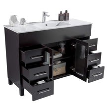 Load image into Gallery viewer, LAVIVA Nova 31321529-48E-CB 48&quot; Single Bathroom Vanity in Espresso with Ceramic Top and Integrated Sink, Open Doors and Drawers