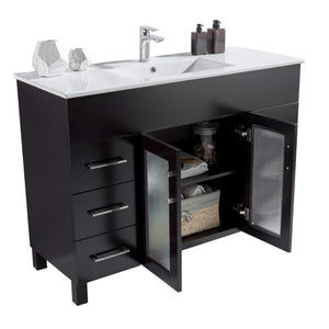 LAVIVA Nova 31321529-48E-CB 48" Single Bathroom Vanity in Espresso with Ceramic Top and Integrated Sink, Open Doors