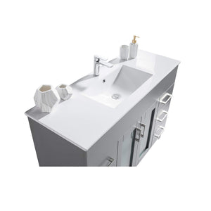 LAVIVA Nova 31321529-48G-CB 48" Single Bathroom Vanity in Grey with Ceramic Top and Integrated Sink, Countertop Closeup