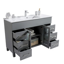 Load image into Gallery viewer, LAVIVA Nova 31321529-48G-CB 48&quot; Single Bathroom Vanity in Grey with Ceramic Top and Integrated Sink, Open Doors and Drawers