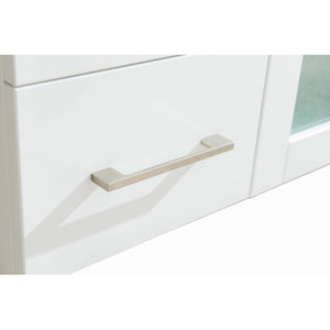 LAVIVA Nova 31321529-48W-CB 48" Single Bathroom Vanity in White with Ceramic Top and Integrated Sink, Drawer Pull Closeup