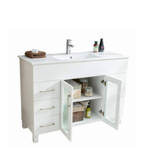 Load image into Gallery viewer, LAVIVA Nova 31321529-48W-CB 48&quot; Single Bathroom Vanity in White with Ceramic Top and Integrated Sink, Open Doors