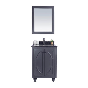 LAVIVA Odyssey 313613-24G-BW 24" Single Bathroom Vanity in Maple Grey with Black Wood Marble, White Rectangle Sink, Front View