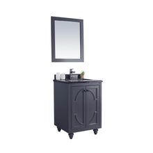 Load image into Gallery viewer, LAVIVA Odyssey 313613-24G-BW 24&quot; Single Bathroom Vanity in Maple Grey with Black Wood Marble, White Rectangle Sink, Angled View