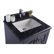 Load image into Gallery viewer, LAVIVA Odyssey 313613-24G-BW 24&quot; Single Bathroom Vanity in Maple Grey with Black Wood Marble, White Rectangle Sink, Countertop Closeup